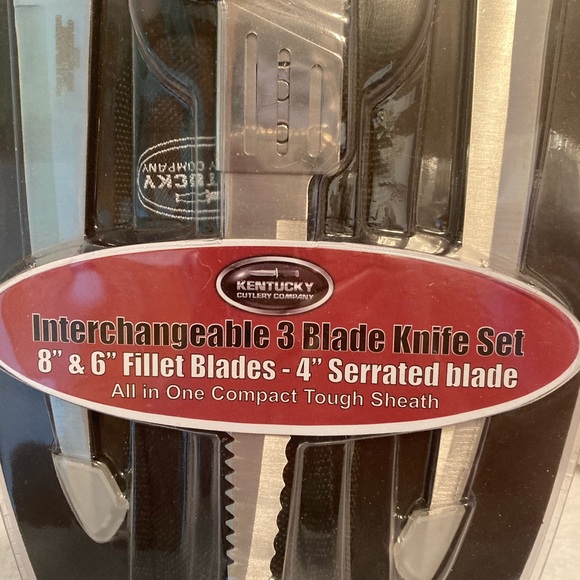 Interchangeable 3 Blade Knife Set 8” & 6” Fillet Blades 4 Serrated Blades - Picture 2 of 7